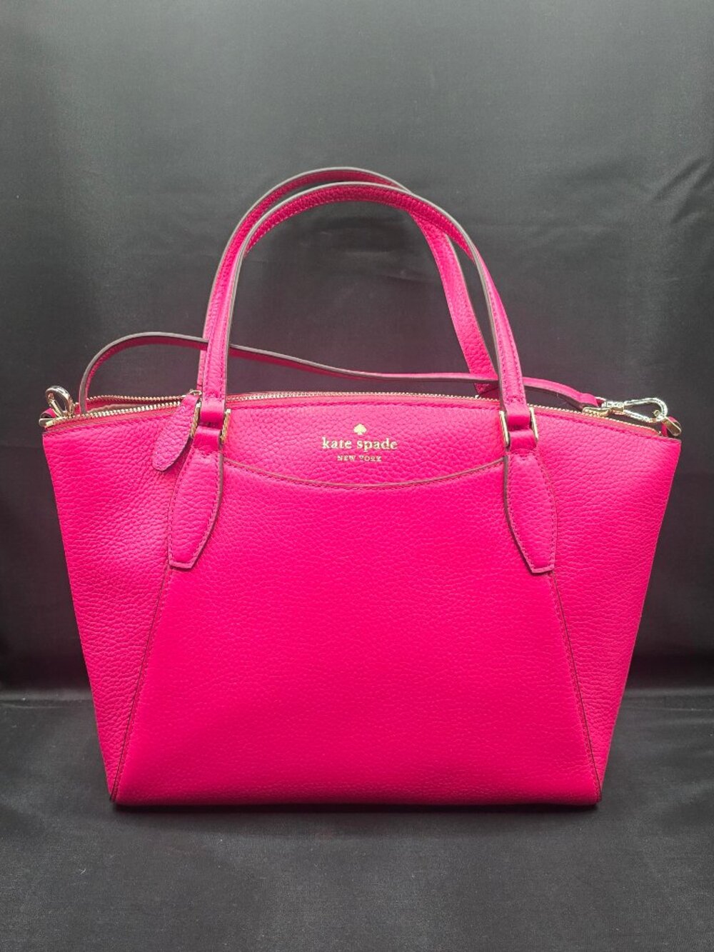 Kate Spade Monica Pebbled Leather Satchel WKR00240 Pink Ruby